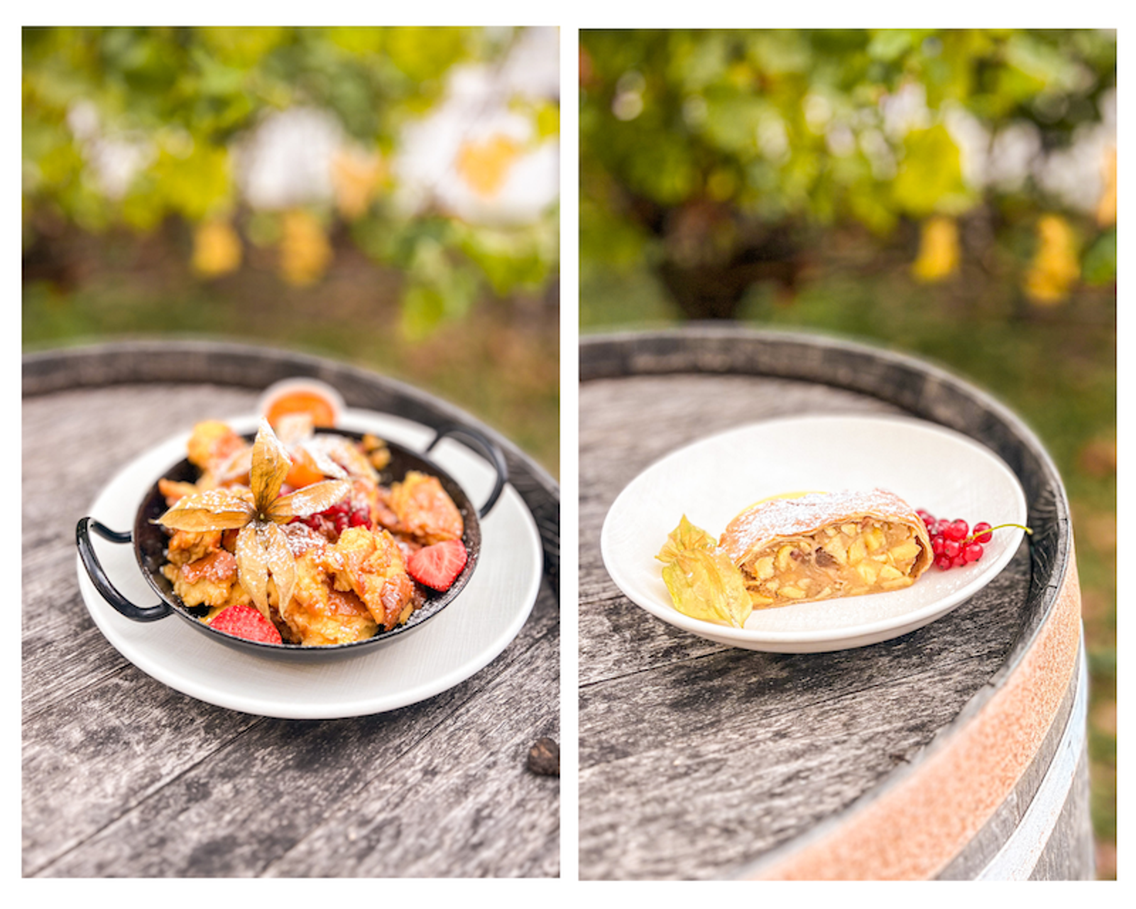 Kaiserschmarrn y strudel de manzana en el Restaurante Joseph II Das Schloss-Restaurant en Viena