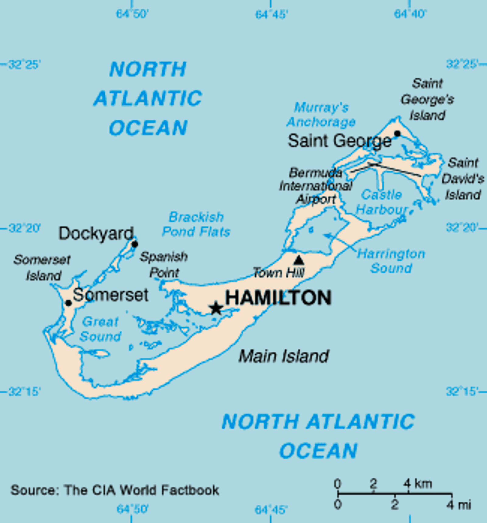 Mapa de las Islas Bermudas 