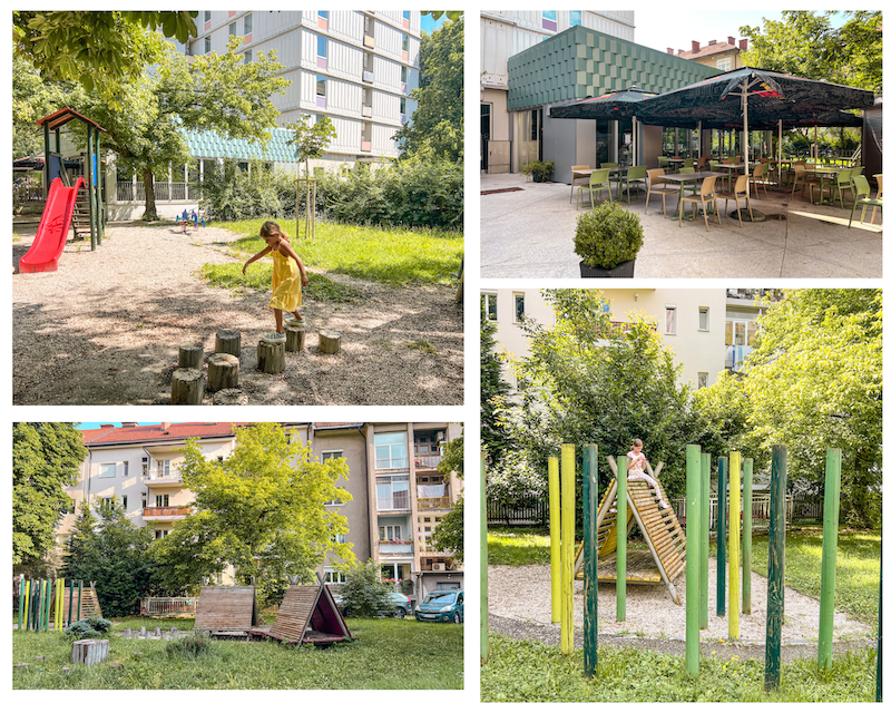Parque infantil al lado del hotel B&B Hotel Ljubljana Park.