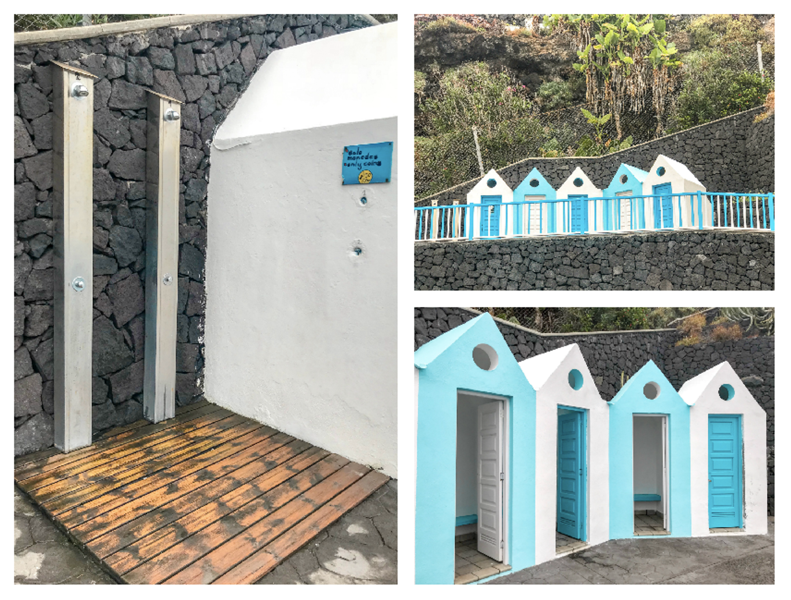 Duchas y cambiadores en El Charco Azul en La Palma