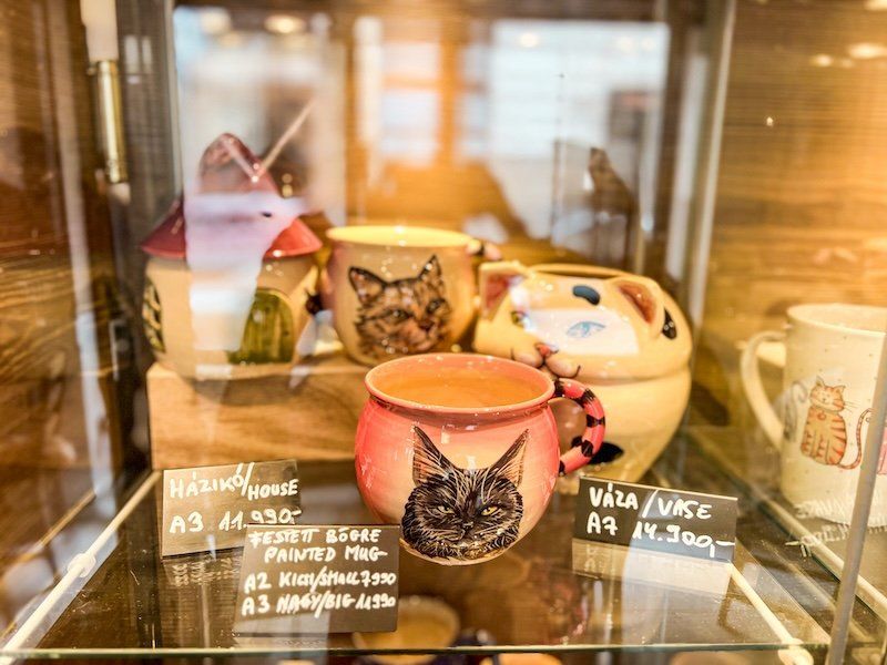 Tienda de productos de gatos dentro del Cat Café de Budapest