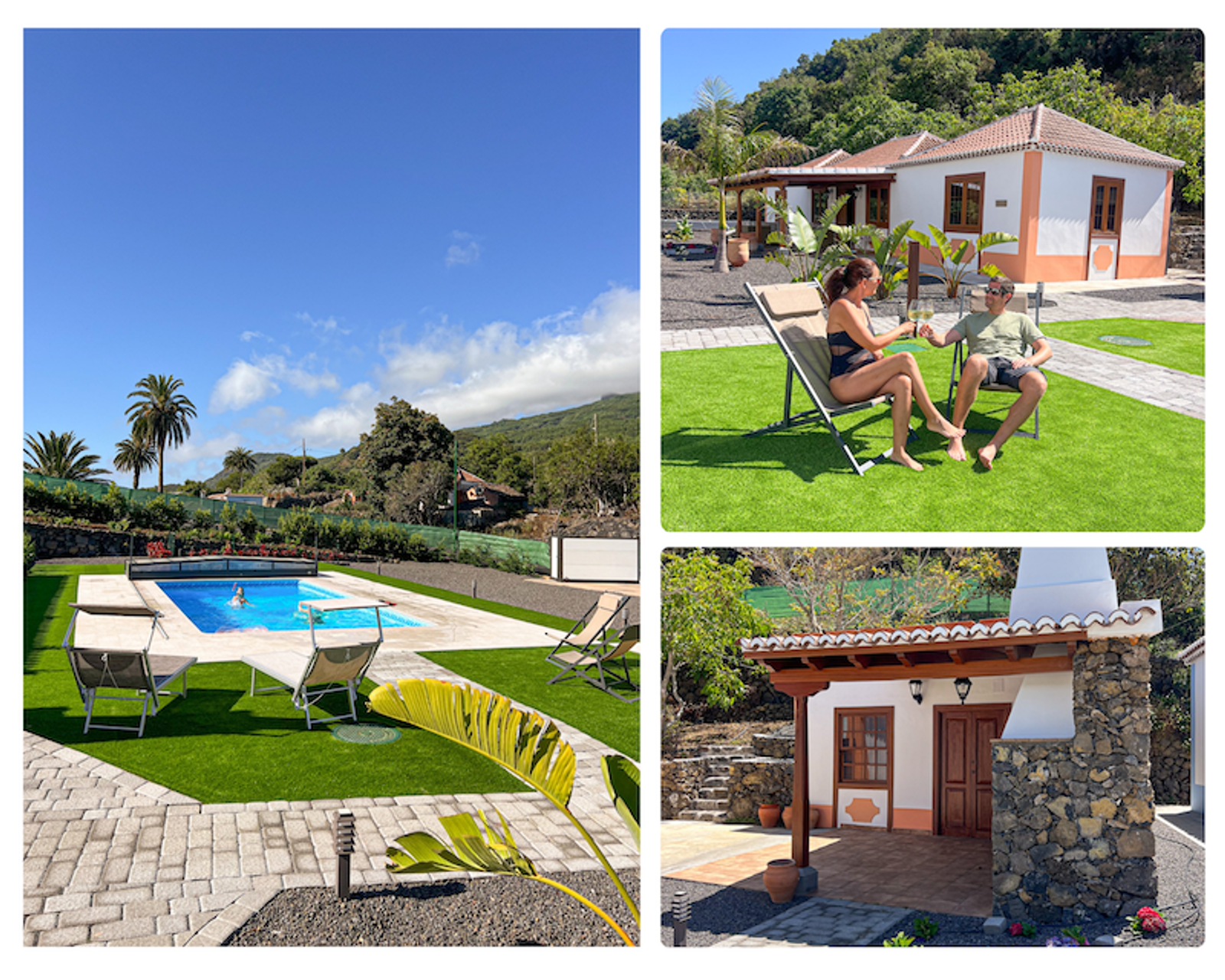 Piscina climatizada de Villas Morera con vistas al mar y la montaña, La Palma