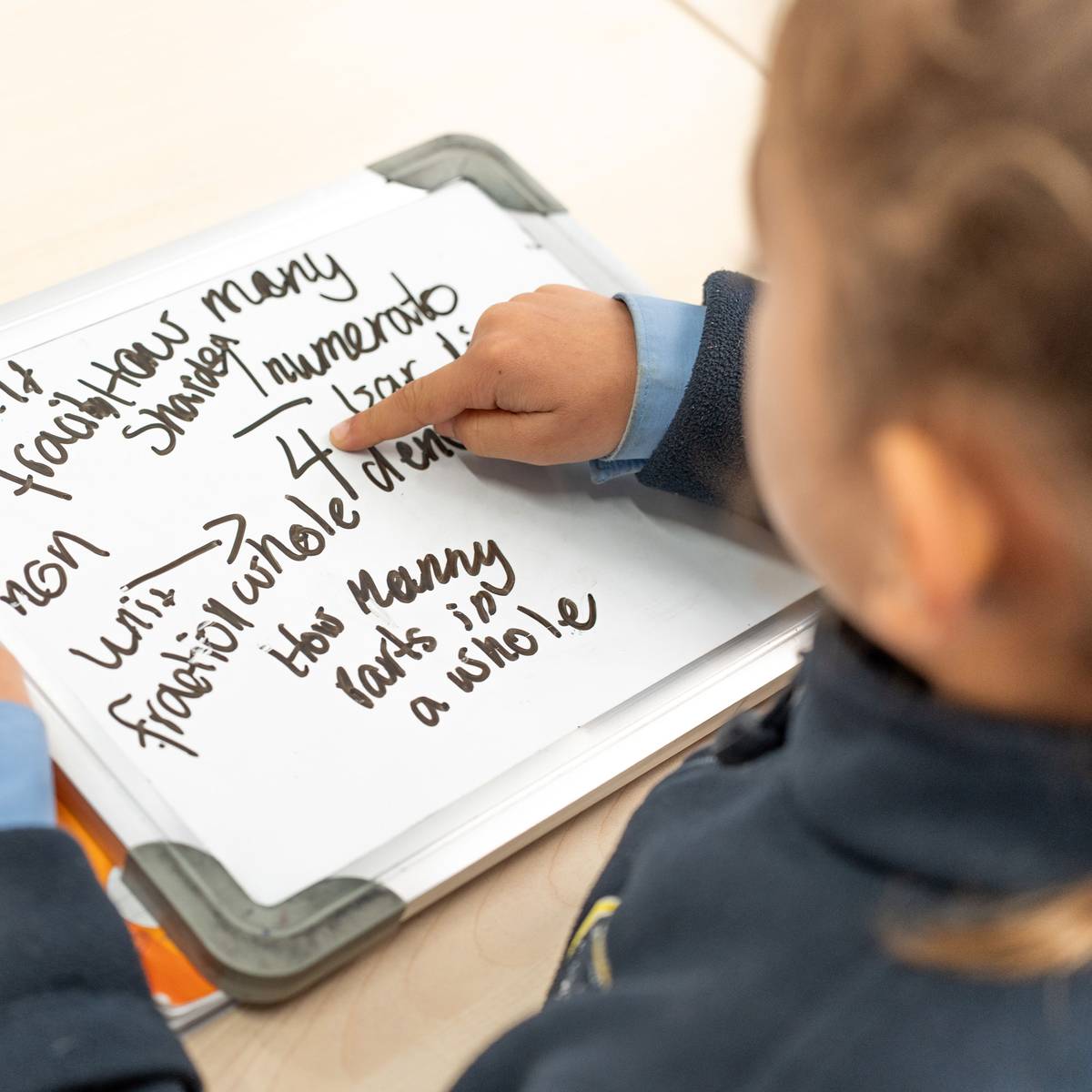 student working in class