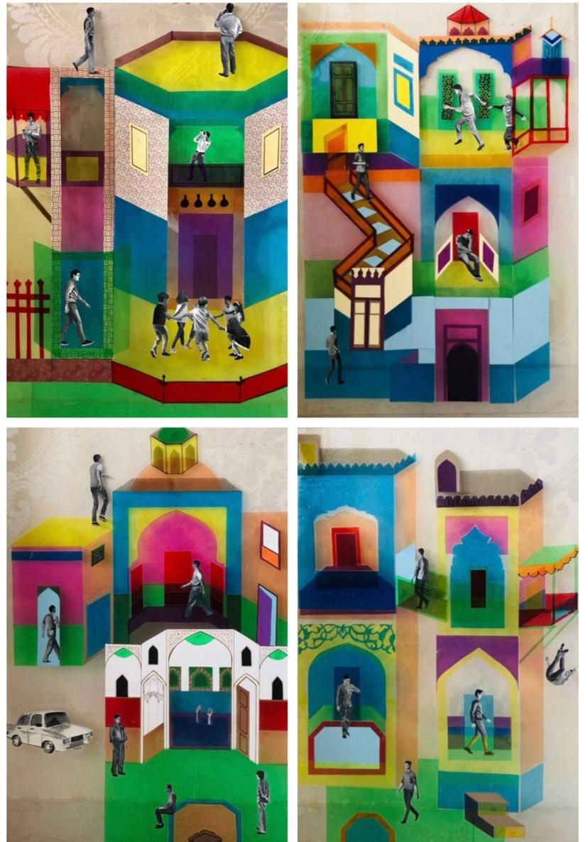 Iranian Art Wisdom Class Project — Mixed-media, coloured acetate on plexiglass with collage, 2022 (3)