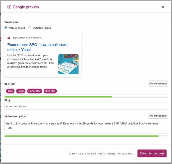 Yoast SEO's view.