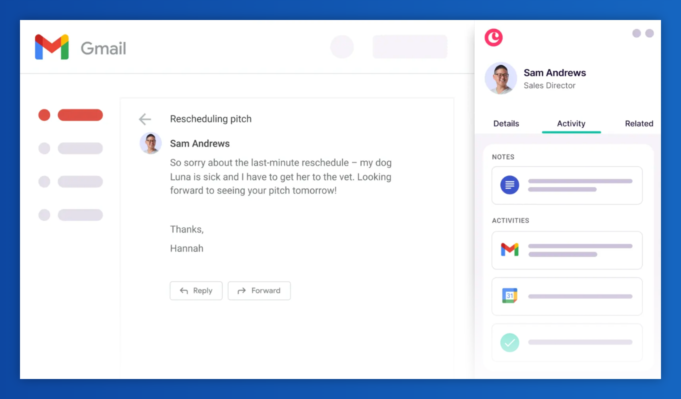 a screenshot of a gmail email from sam andrews