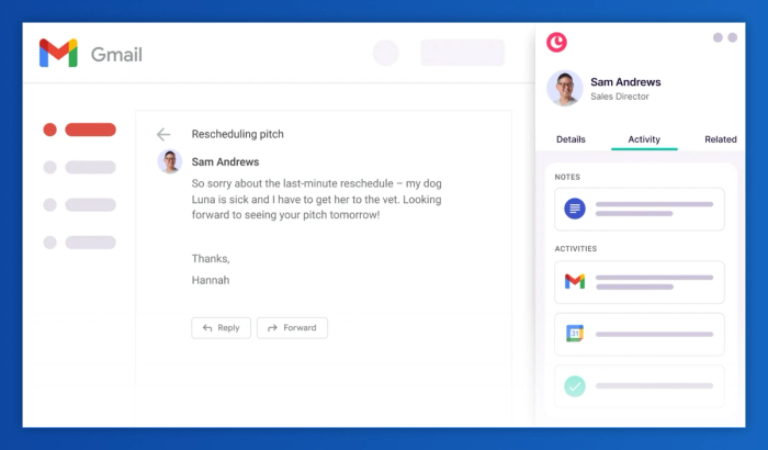 a screenshot of a gmail email from sam andrews