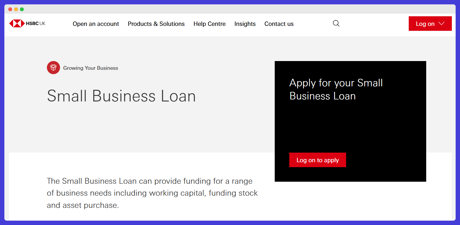 A small business loan website.