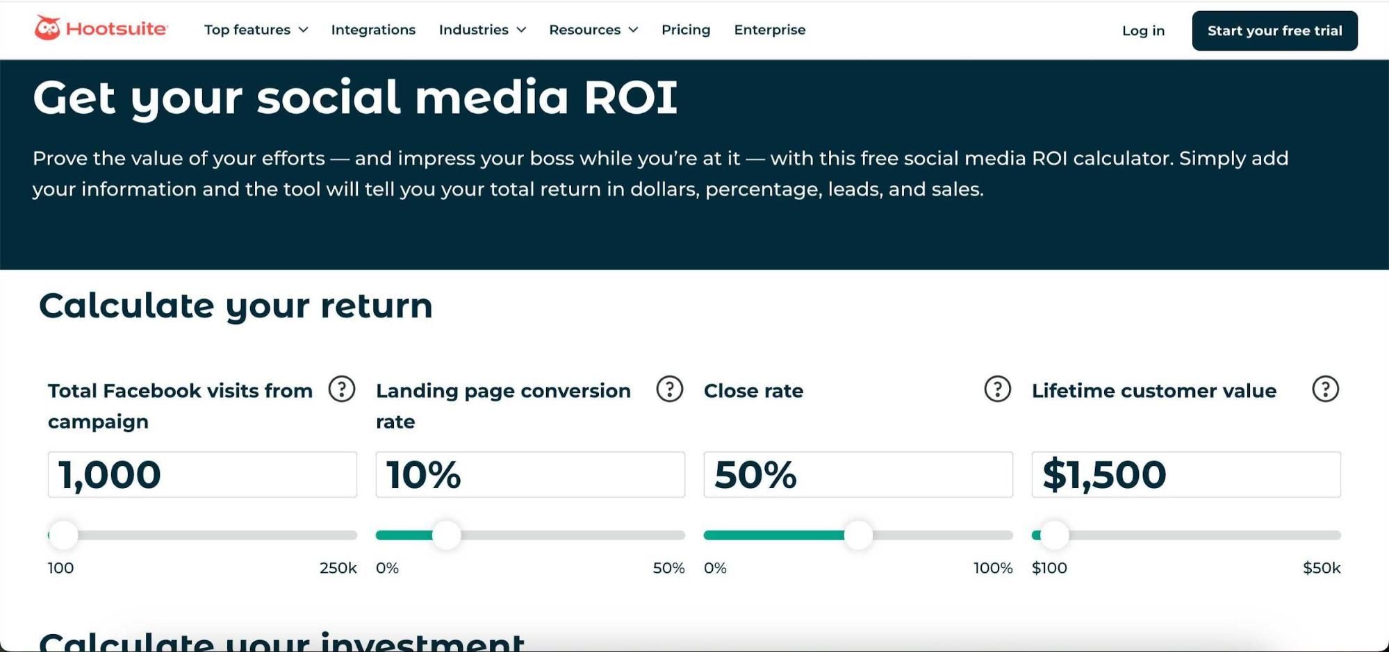 social media roi calculator