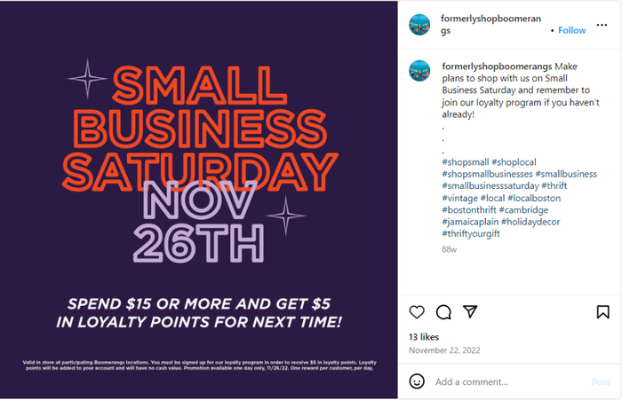 an advertisement for small business saturday november 26th