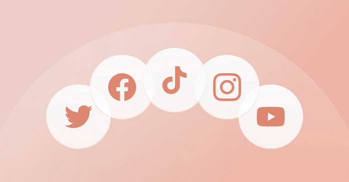 Graphic depicts different social media logos to demonstrate platform-specific social media management packages