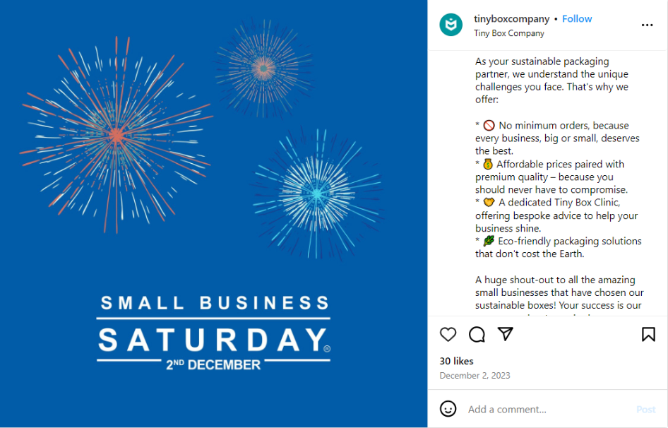 small business saturday social media ad