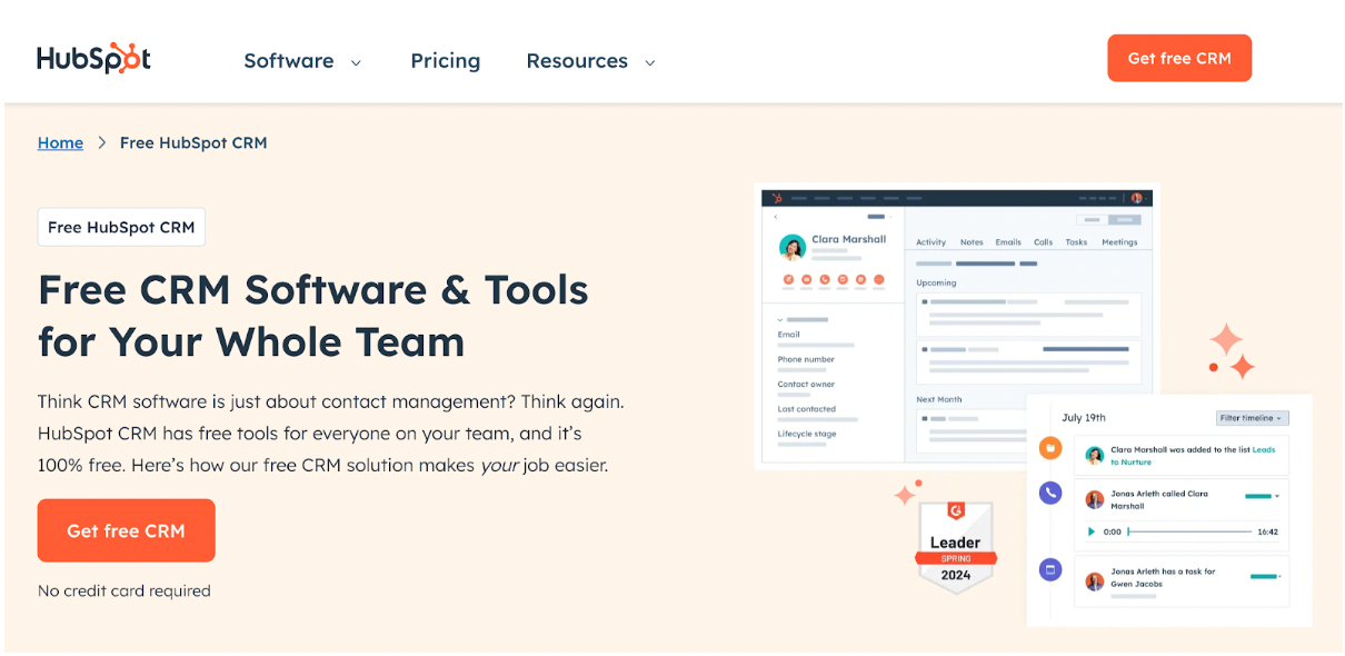 Hubspot homepage 