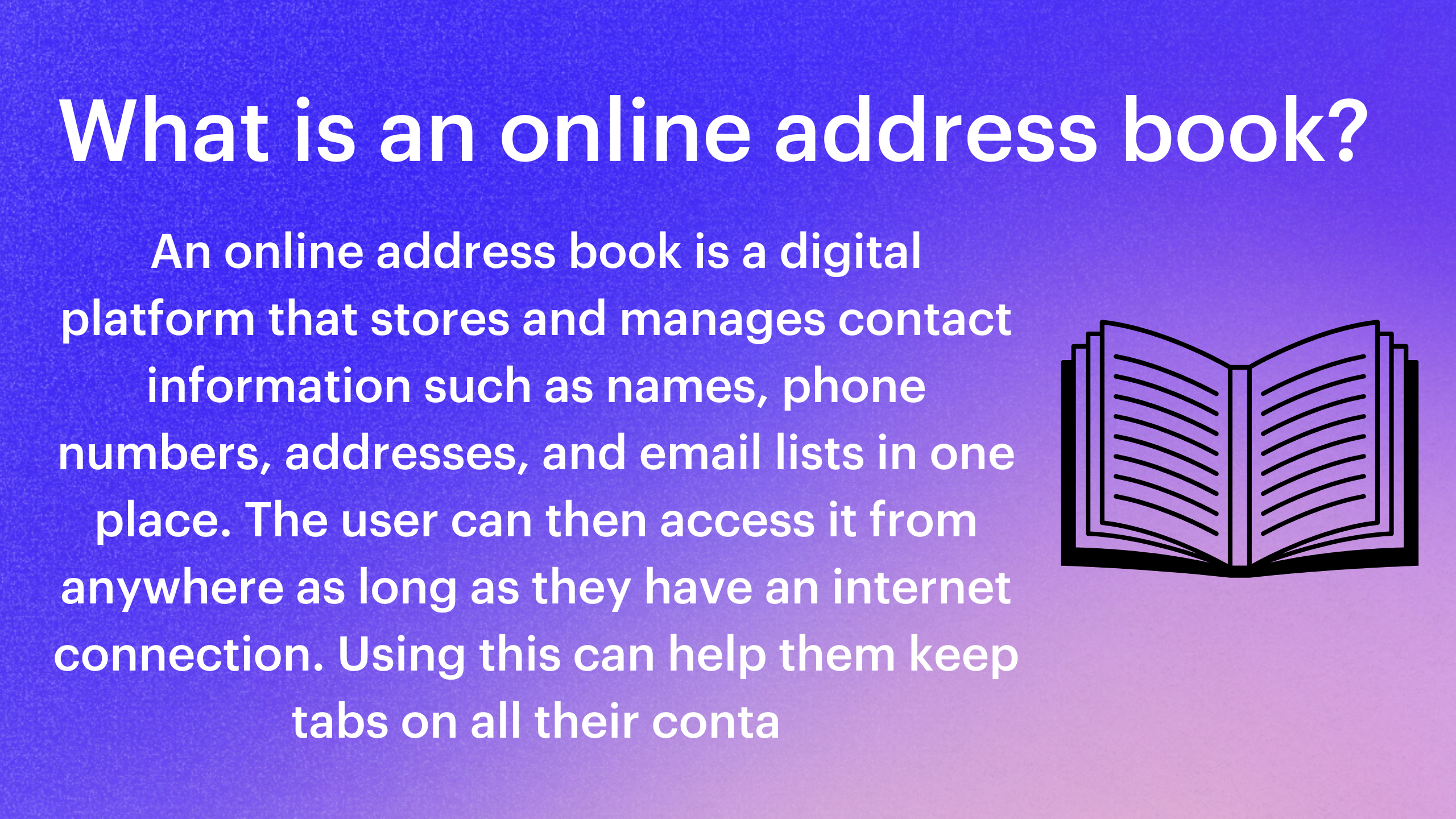 an online address book is a digital platform that stores and manages contact information such as names phone numbers addresses and email lists in one place