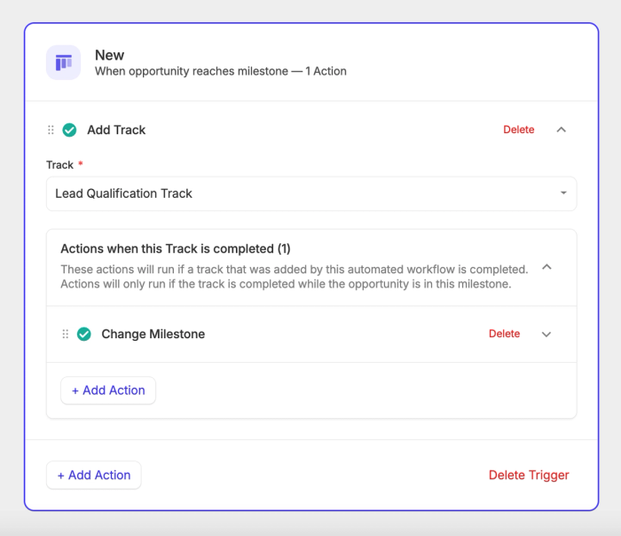 a screenshot of stage in the capsule workflow automation. use this workflow when a new opportunity reaches milestone action