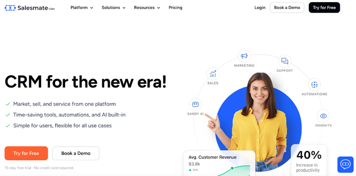 Salesmate landing page