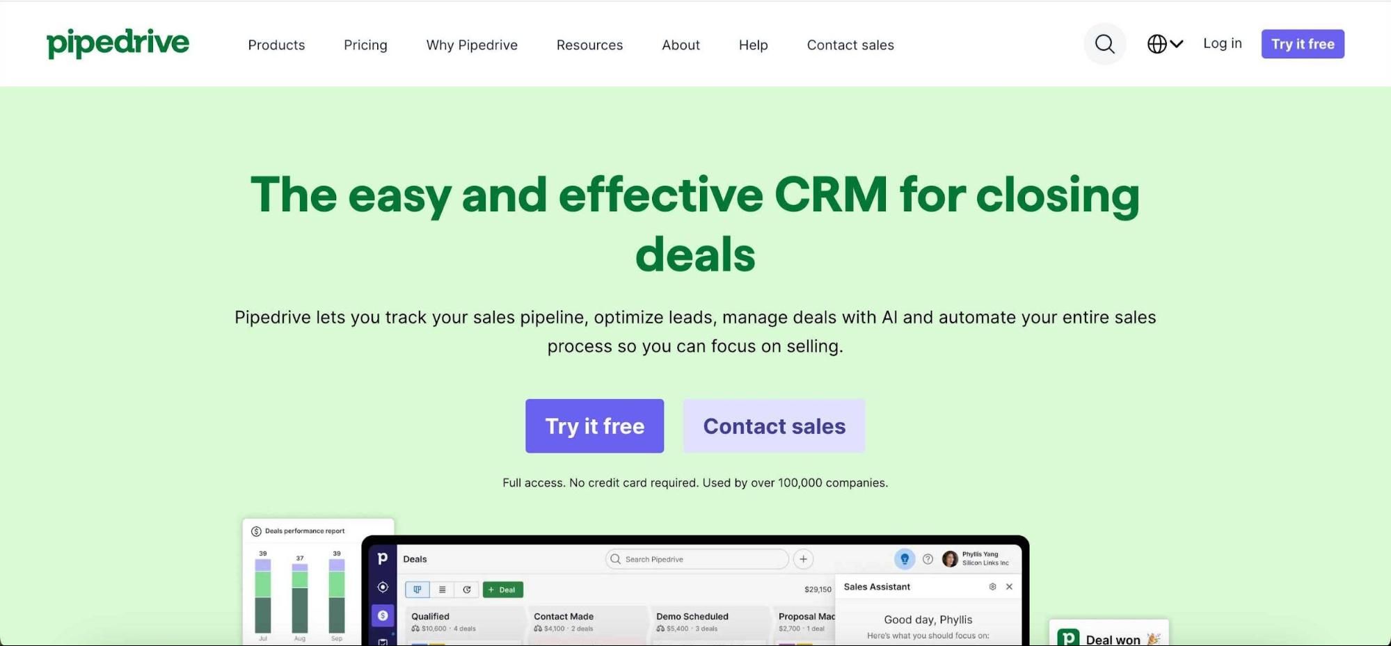 Pipedrive homepage