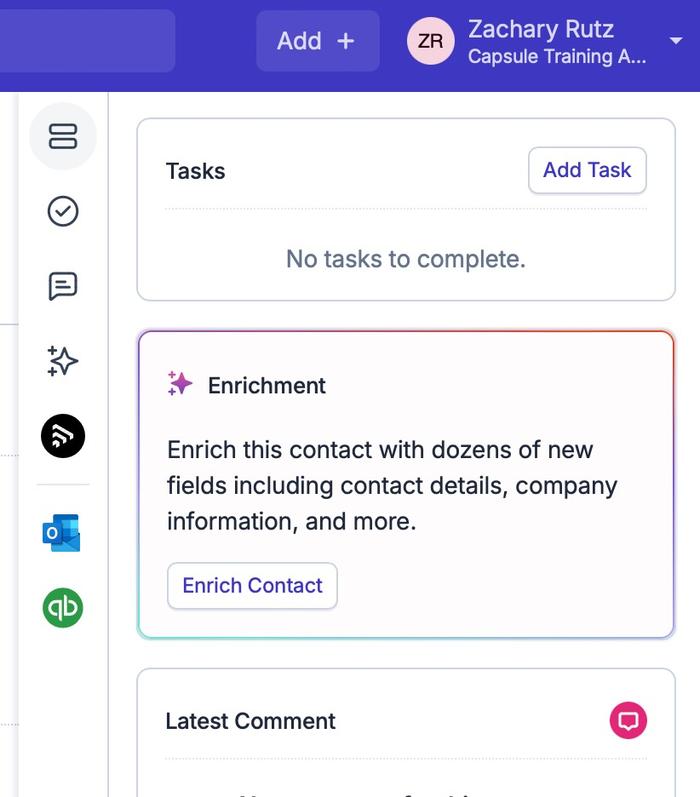 exemple de section d'enrichissement des contacts