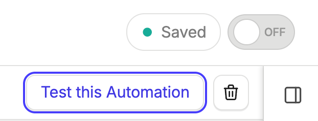 button to test automation highlighted