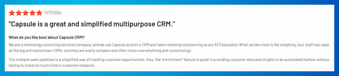 Reseña de Capsule CRM.