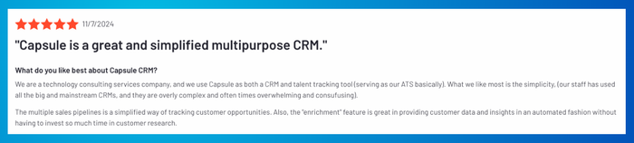 Avaliação do Capsule CRM.