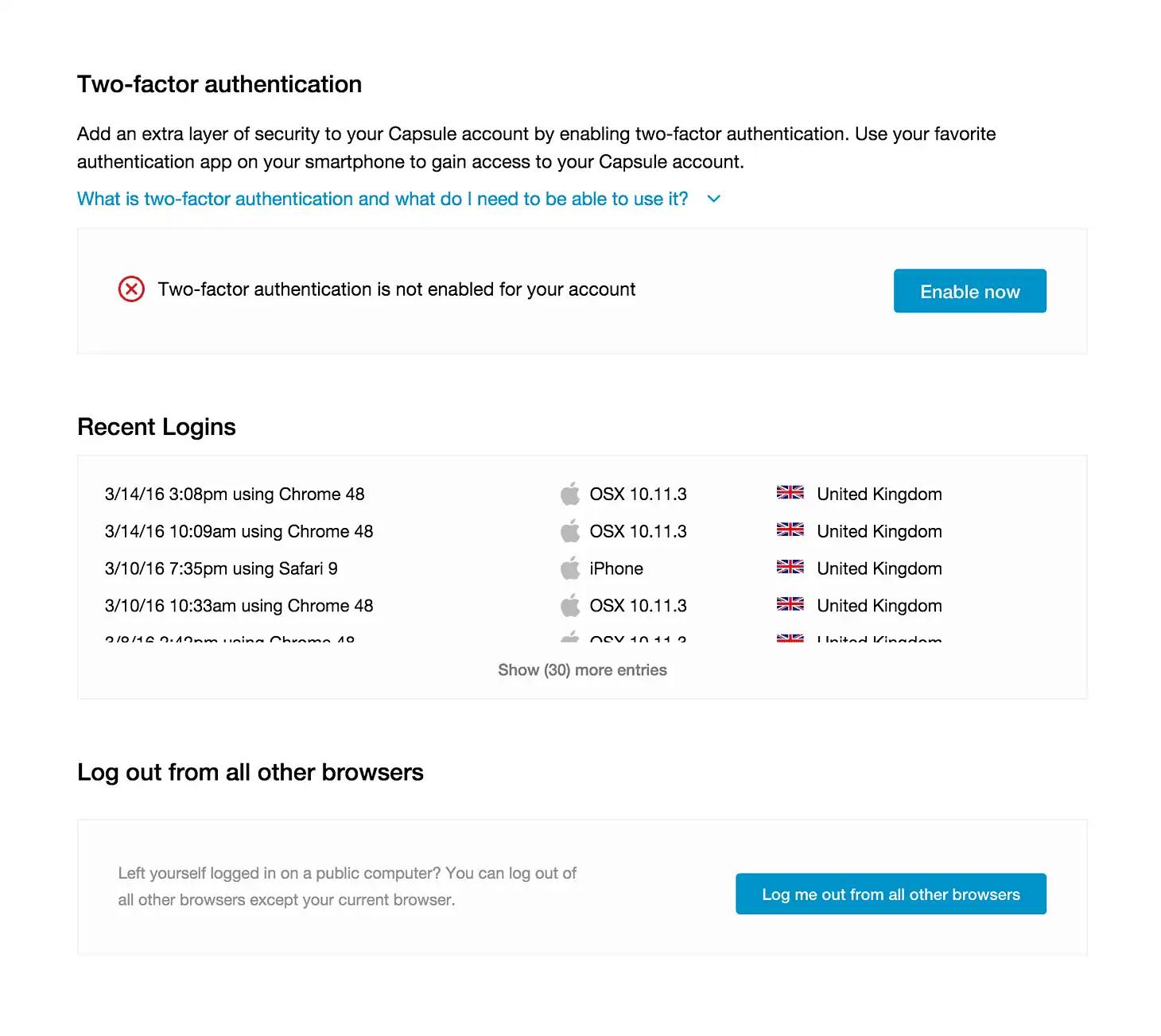 two-factor authentication is not enabled for your account .