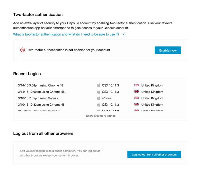 two-factor authentication is not enabled for your account .
