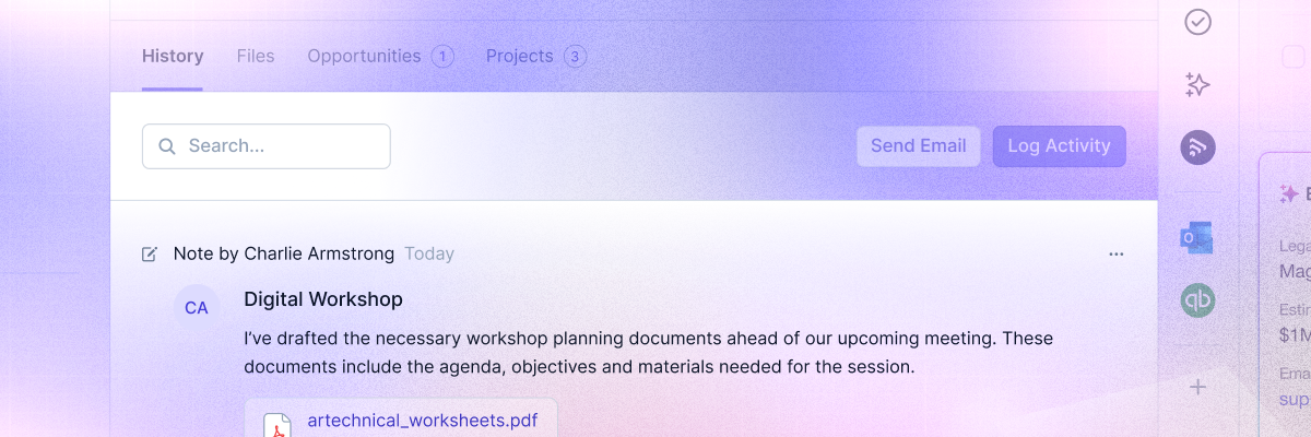 Search each contact record history for simple relationship management