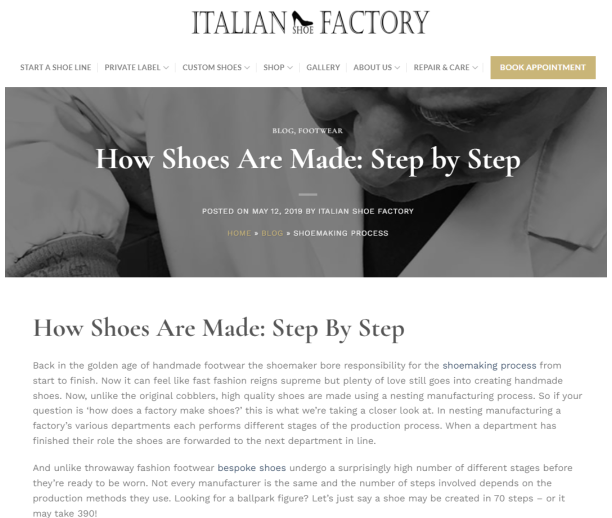 Italian shoe factory production process