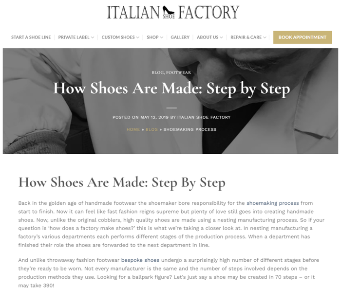 Italian shoe factory production process