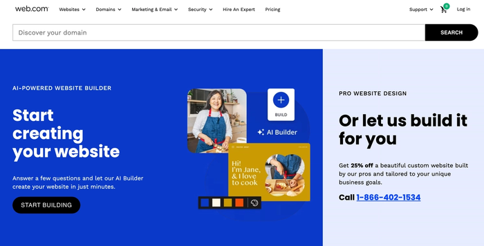 a screenshot of a website that says " start creating your website "