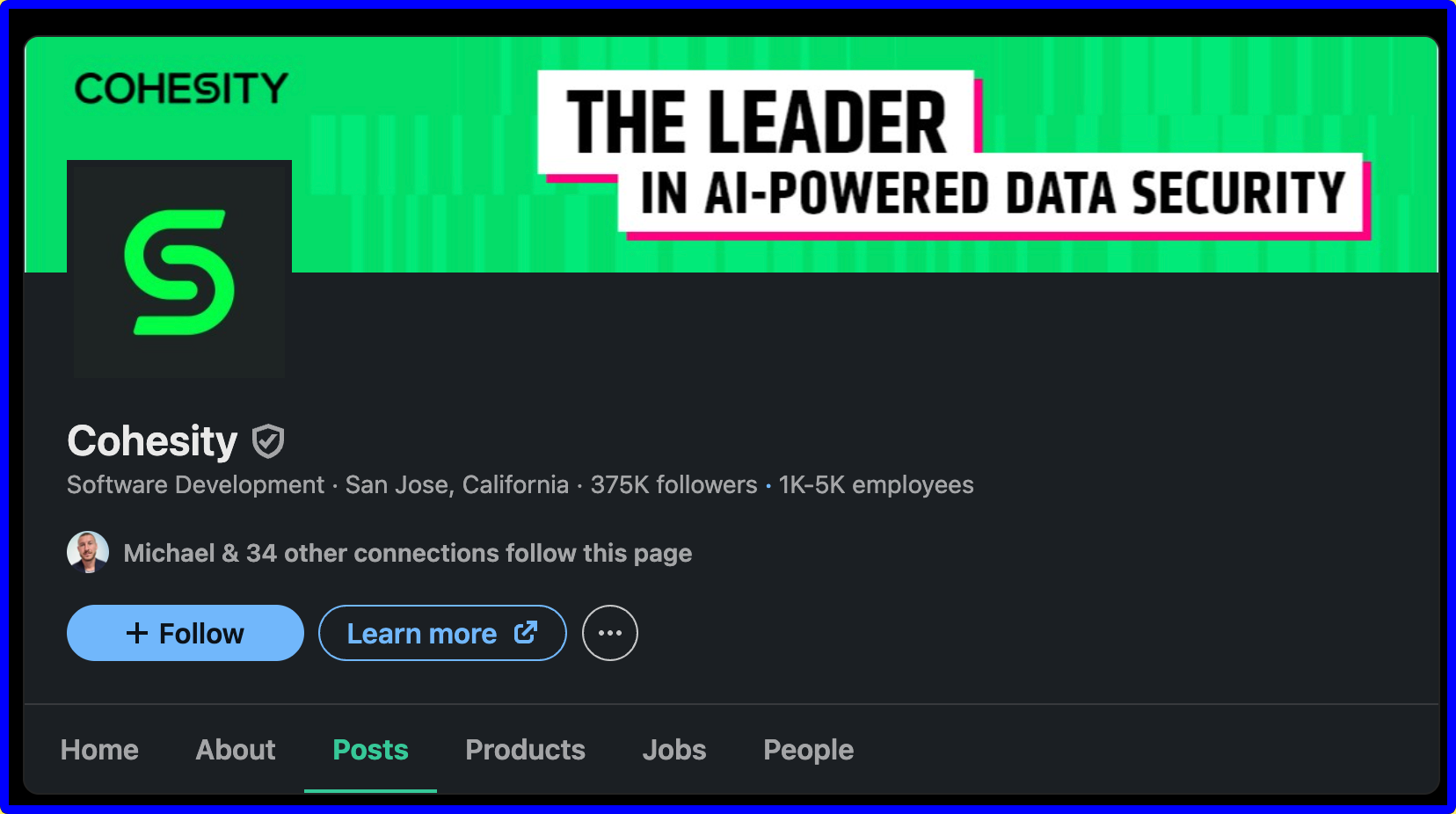 Cohesity homepage.