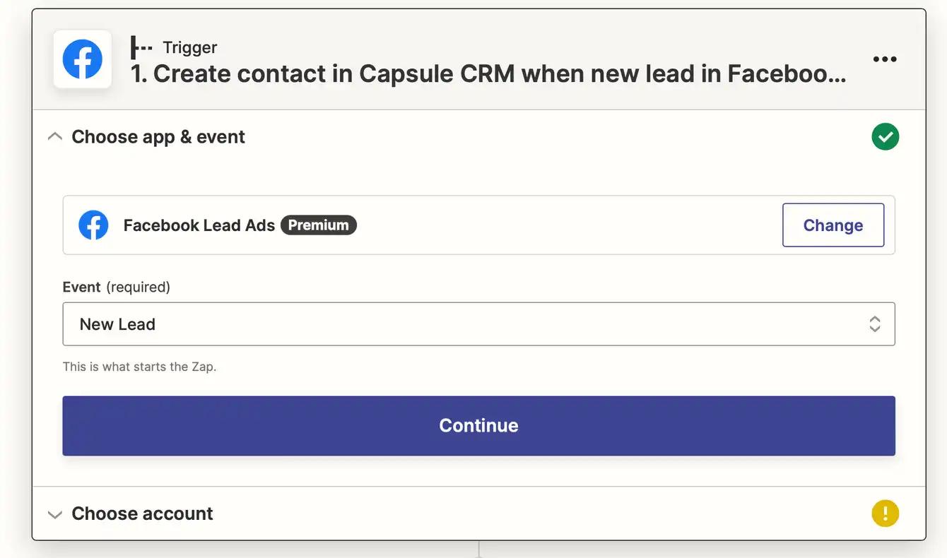 Creating contact in Capsule CRM when new lead in Facebook