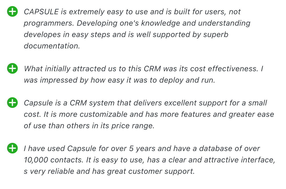 Capsule CRM user reviews