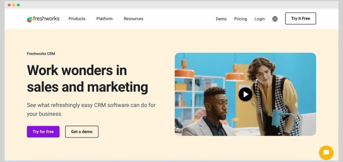 Freshworks' home page.