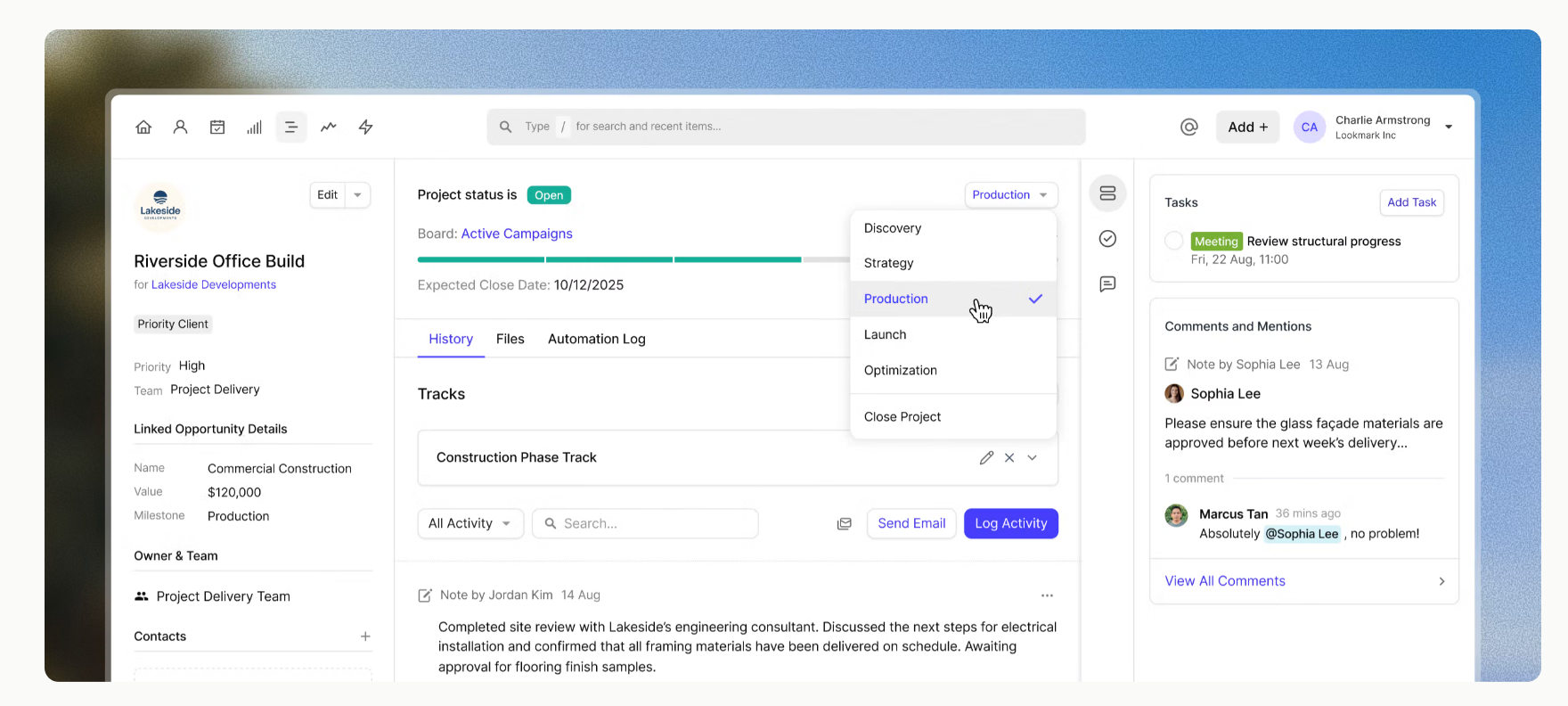 Capsule CRM layout