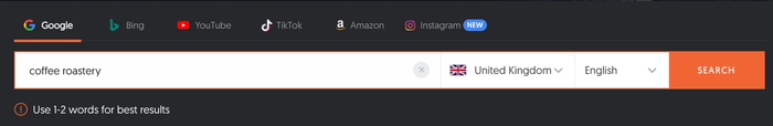 AnswerThePublic's search bar.