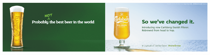 two advertisements for carlsberg beer with one that says probably not the best beer in the world