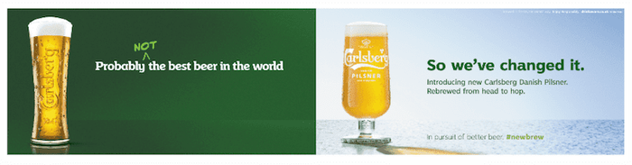 two advertisements for carlsberg beer with one that says probably not the best beer in the world