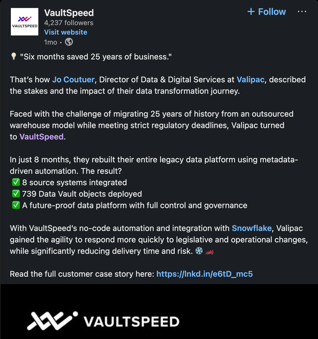 Vaultspeed post.