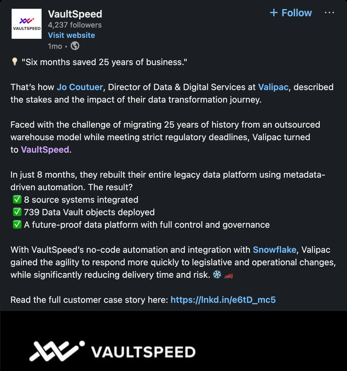 Vaultspeed post.