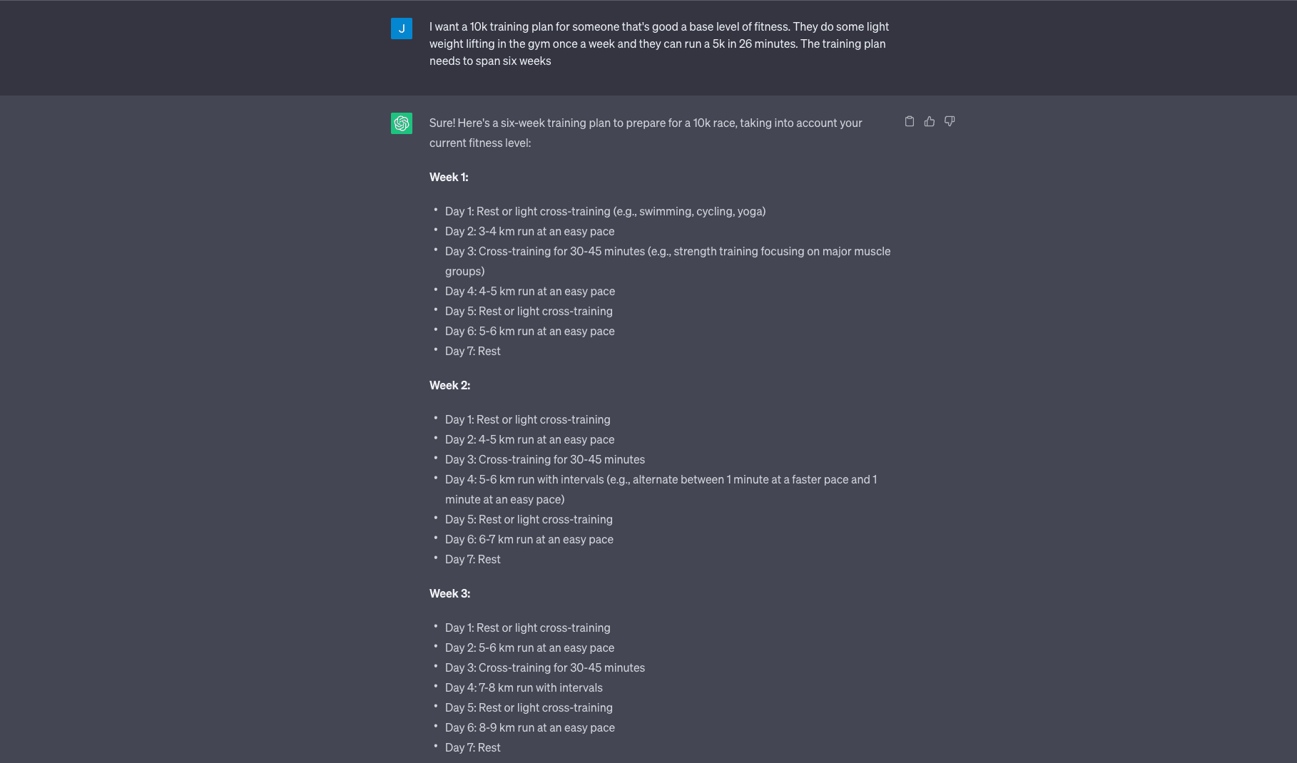 Our prompt and Chat GPTs answer