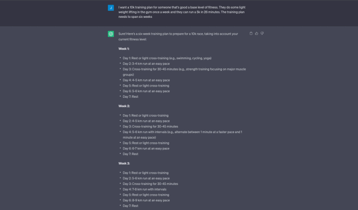 Our prompt and Chat GPTs answer