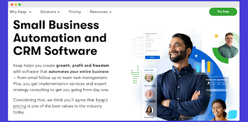 a website for small business automation and crm software