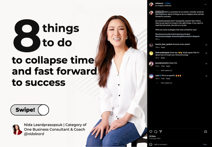 An Instagram post of Nida Leardprasopsuk.