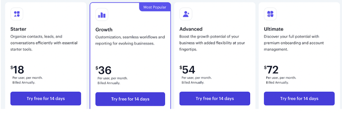 Screenshot of Capsules 4 paid plans