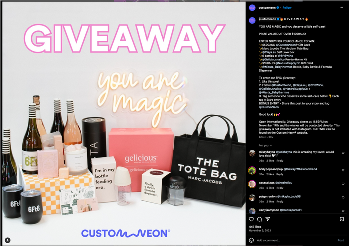 Instagram giveaway