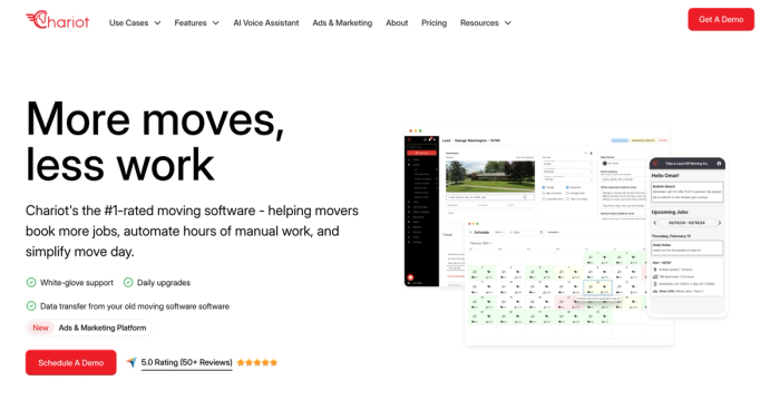 Chariot's main page.