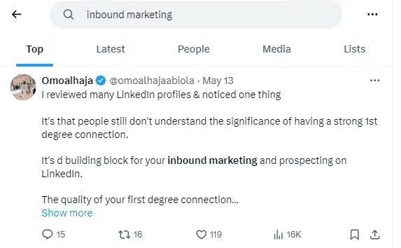 A screenshot of a tweet on X