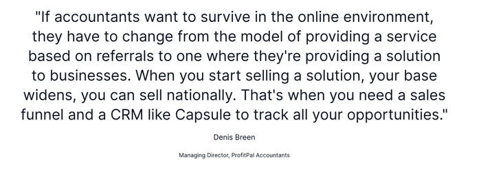 a quote from denis breen says if accountants want to survive in the online environment